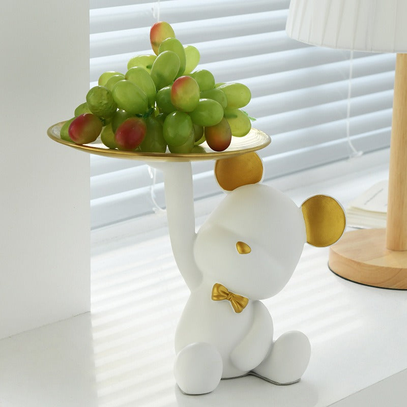Plateau de rangement pour clés Violent Bear, décoration de maison créative avec un ours rouge pour hall ou meuble TV.