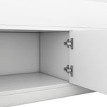 Cadre de lit plateforme double avec rangements, étagères et tiroirs blancs, lit Captain eprolo avec espaces de stockage intégrés.