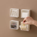 Boîte de rangement murale transparente eprolo pour coton-tiges, petits objets, rangement sans traces et facile à fixer au mur