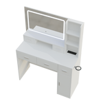 Miroir intelligent avec coiffeuse eprolo, tiroirs et armoires de rangement pour chambre ou dressing, design moderne et fonctionnel
