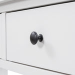 Console d'entrée en bois massif de pin, style rétro antique blanc avec deux étagères ouvertes, mobilier eprolo pour salon.