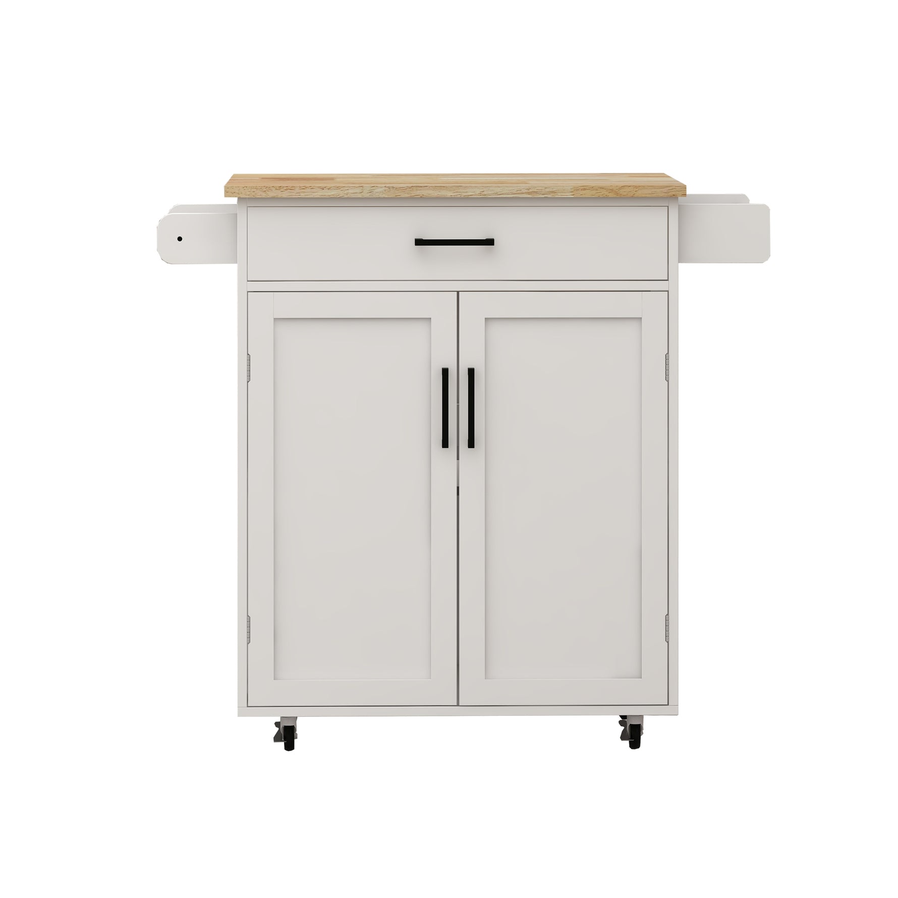 Trolley roulant de cuisine eprolo avec tiroir, portes, étagères ajustables et porte-serviettes, mobilier d'entrée élégant.
