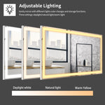Miroir LED de salle de bain pour maquillage de 48x24 pouces, miroir lumineux moderne de la marque eprolo, face réfléchissante.