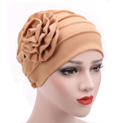 Side Decals Solid Color Large Flower Headscarf Confinement Hat Muslim