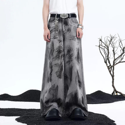 American Street Graffiti Padded Shoulder Sleeveless Denim Coat