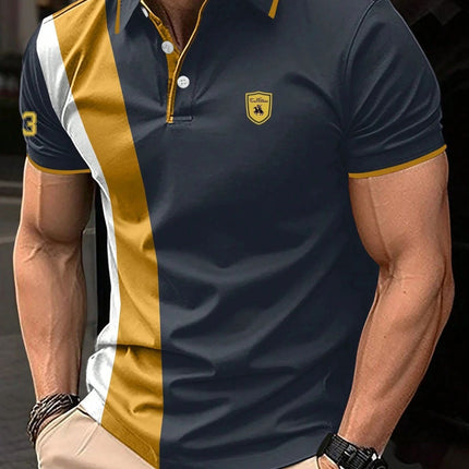 Men's 3D Printing Digital Printed Polo Shirt Short Sleeve