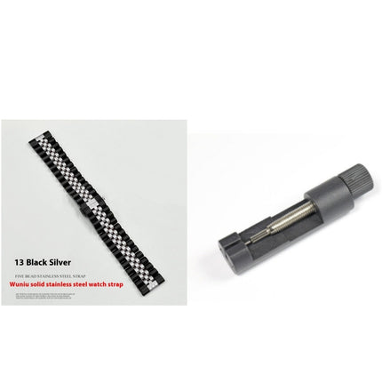 Five-bead Cow Ring Solid Stainless Steel Strap