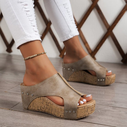 Wedge Sandals Popular Summer New Round Head Thick Bottom Roman Sandals