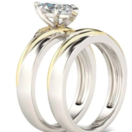 925 Sterling Silver Princess Cut White CZ Bridal Engagement Wedding Ring Set