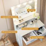 Bureau de maquillage eprolo avec miroir lumineux et espace de rangement, idéal pour la beauté et le maquillage.