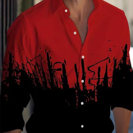 Men's Long Sleeve Shirt Palm Tree And Striped Printed Shirt Everyday Fashion Men's Casual Shirt