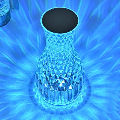 Lampe de nuit créative LED en forme de vase en cristal, lampe romantique pour chambre, ambiance douce et chargement.
