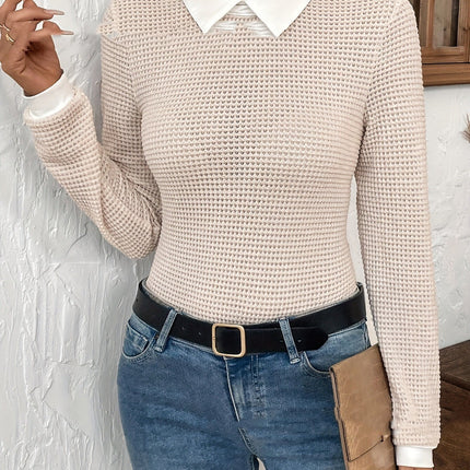 Pullover All-matching Doll Collar Western Style Polo Collar Knitwear Top