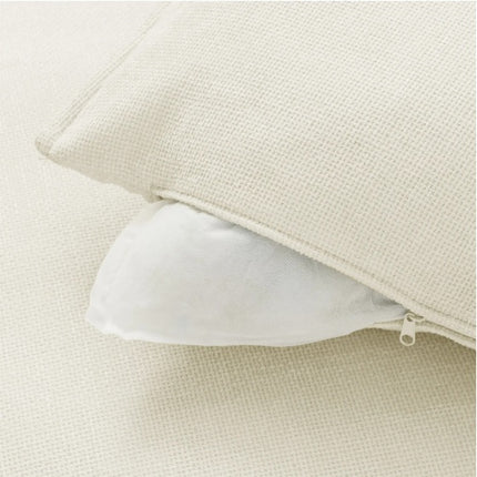 3-Piece Chenille Fabric Upholstered Living Room Furniture Set, Including 3-Seater Sofa AndV2 Loveseat Sofa With Seat And Back Cushion Beige White