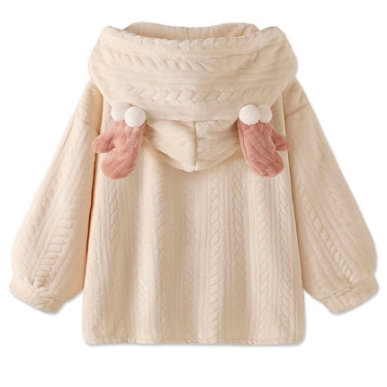 Women's Fashion Flannel Long Sleeve Warm Student Homewear Sets