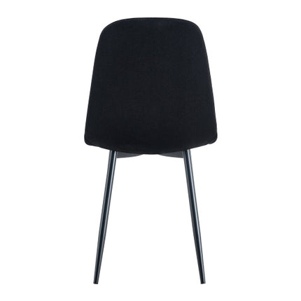 Luxury Simple Chair - Set Of 4 BLACK Linen-Cotton Material High Resilience Dining Chair With Metal Black Leg.Integral Metal Leg Architecture,Suitable For Various Interior Decoration Styles.