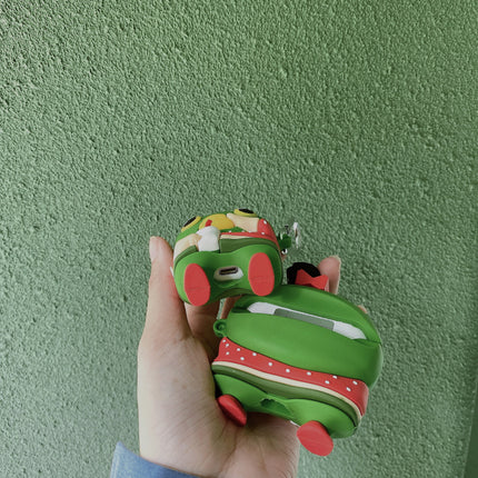 Cartoon Green Fish Head Earphone Case