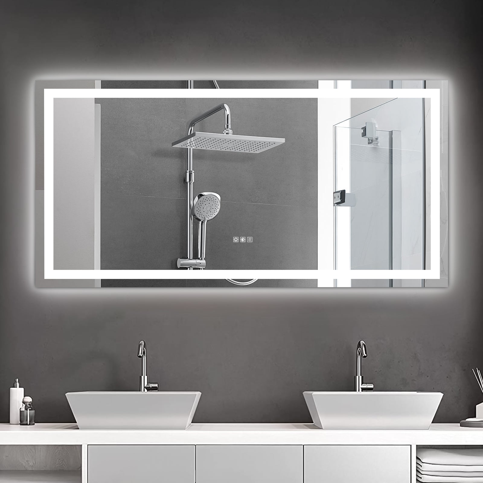 Miroir de salle de bain LED de 72x36 pouces avec fonction anti-buée et réglage de l'intensité, marque eprolo.