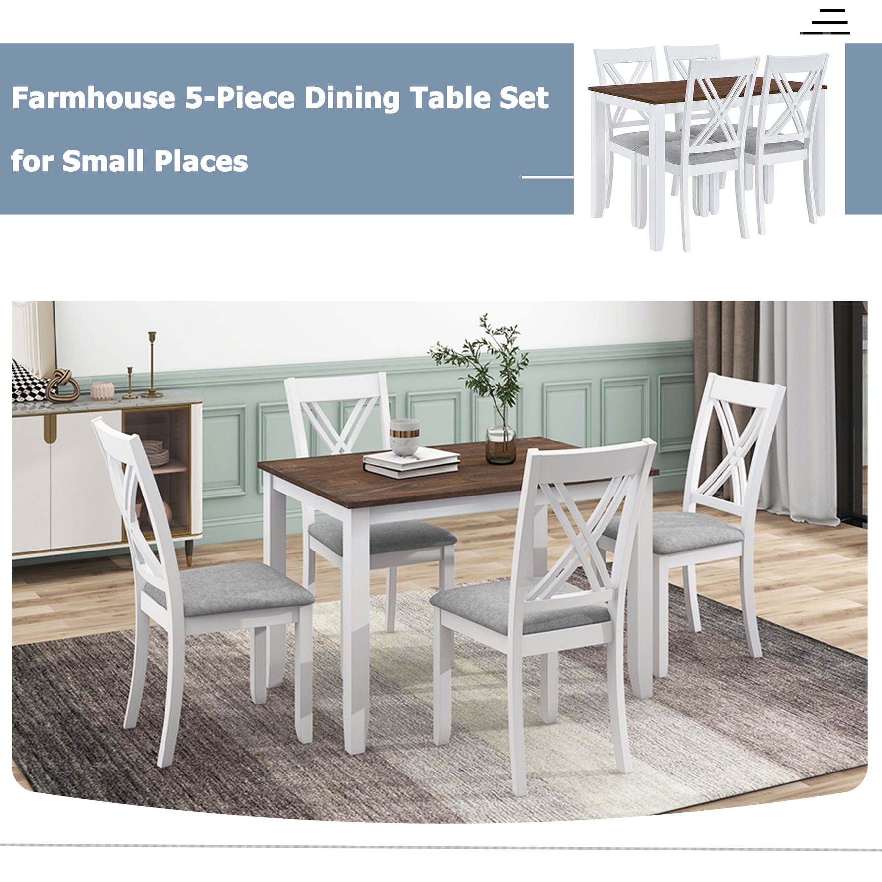 Table en bois rustique minimaliste de la marque eprolo, finition naturelle et design simple, vue de face.