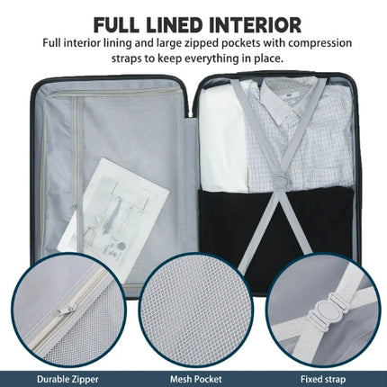 3-Piece Hardshell Suitcase Set, Professional & Family Luggage With TSA Lock & Double Spinner Wheels, Large Capacity Lightweight Expandable Cases For Business  Vacation