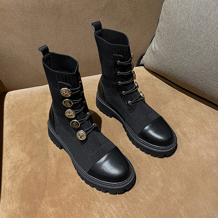 Vintage Metal Buckle Knight Martin Boots