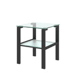 Table d'appoint en verre à deux niveaux, petite table ronde noire pour salon ou chambre, par eprolo.