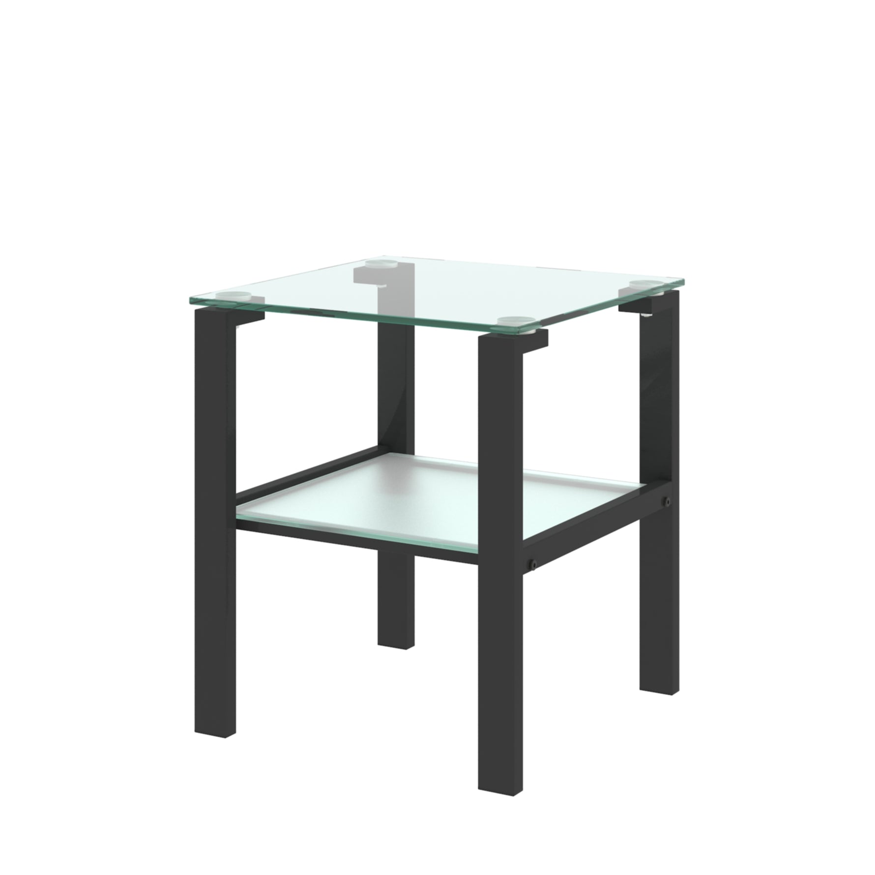 Table d'appoint en verre à deux niveaux, petite table ronde noire pour salon ou chambre, par eprolo.