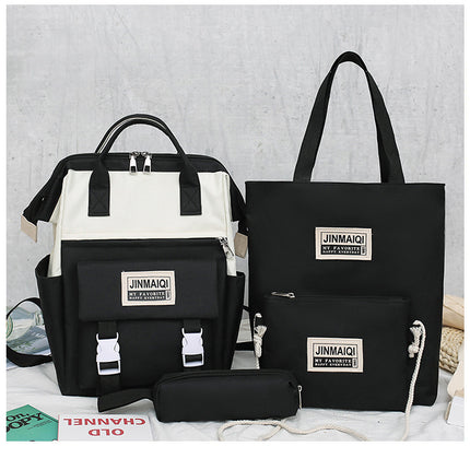 Big Clip Four-Piece Set Of Casual College Students Ladies Backpack