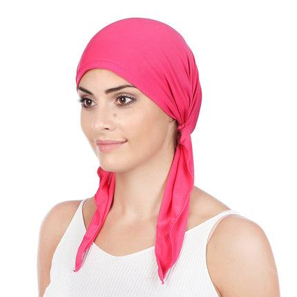 Ladies Muslim Baotou Solid Color Pullover Tail Hat