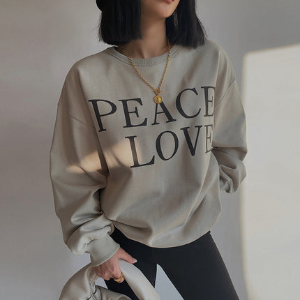 Autumn and winter thick inner sanding peace love loose sweater