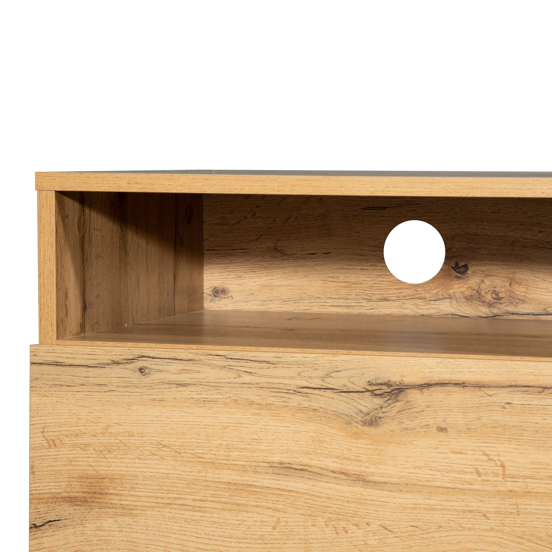 Meuble TV moderne eprolo pour téléviseur 80 pouces avec double espace de rangement, en bois élégant et design contemporain.