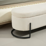 Ottoman avec coussin beige, siège de rangement eprolo, chaise coffre avec charnière de sécurité et tissu doux.