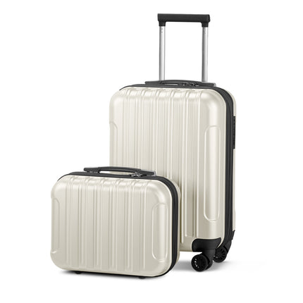 Vertical Pattern Two-piece Set 20 Inch Expandable With 14 Inch Suitcase