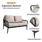 Ensemble de salon extérieur en aluminium eprolo avec deux fauteuils modernes pour conversation et détente sur la terrasse.