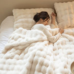 Couverture en peluche double face avec coloris uni, douce et chaude pour canapé ou sieste, de la marque eprolo.
