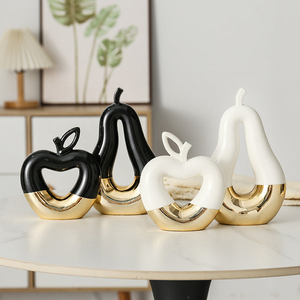 Cabinet à vin moderne en céramique dorée en forme de pomme-poire, décoration élégante pour salon ou entrée, par eprolo