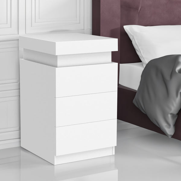 Lampe de chevet LED blanche eprolo avec design moderne, éclairage doux et finition élégante visible sur l'image.