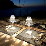 Lampe de table en acrylique design italien eprolo avec capteur tactile, prisme transparent, éclairage de chambre ou salon.