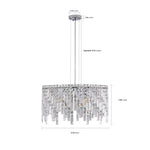 Lustre rond en cristal argenté eprolo, chandelier élégant avec cristaux brillants, pour décoration intérieure sophistiquée
