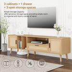 Support TV Vine eprolo en bois avec étagères de rangement pour salon, design moderne et robuste.