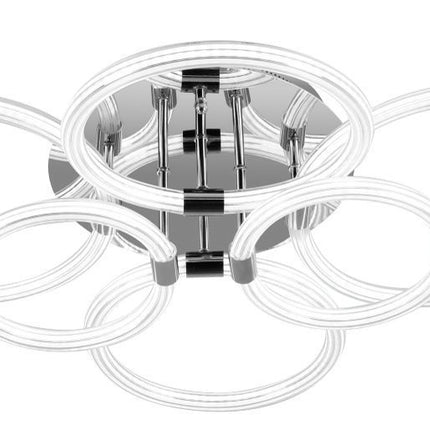 Modern LED Ceiling Light, Flush Mount Ceiling Light With Dimmable Remote Control, 6Rings Acrylic Ceiling Light Fixture For Bedroom, Living Room, Kitchen, Office Lamps 6 Heads