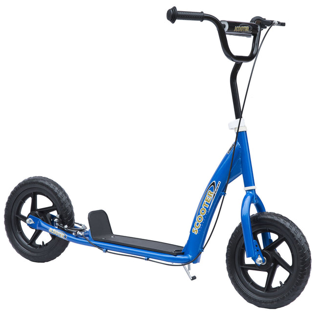 Kids Scooter Kick Scooter, With 12" EVA Tyres, Rear Brake, Big Wheels Scooter For 5-12 Years , Blue - Novah