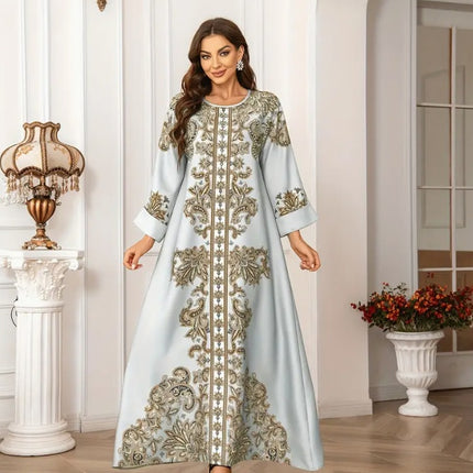 Arab Style Women's Long Robe Printed Dress