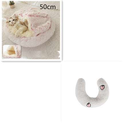 2 In 1 Dog And Cat Bed Pet Winter Bed Round Plush Warm Bed House Soft Long Plush Pets Bed Pet Products