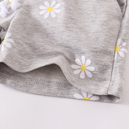 Girls' Light Gray Printing Little Daisy Shorts