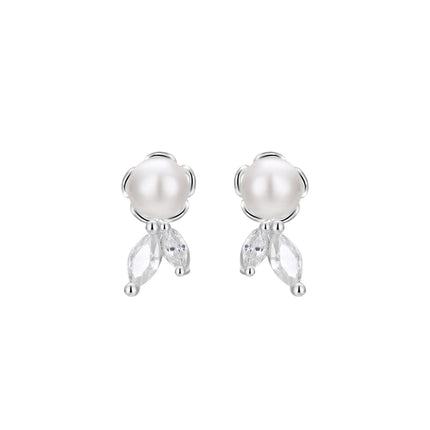 S999 Sterling Silver Pure Silver Stud Earrings Female Water Drop Ear-caring Shell Pearls