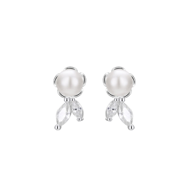 S999 Sterling Silver Pure Silver Stud Earrings Female Water Drop Ear-caring Shell Pearls