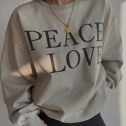 Autumn and winter thick inner sanding peace love loose sweater
