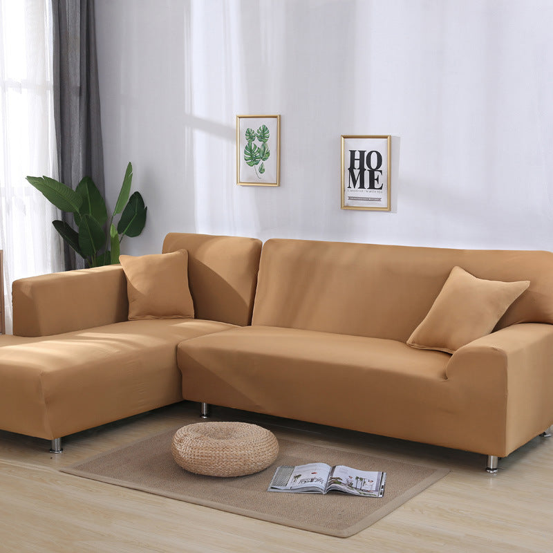 Housse de canapé en tissu eprolo, couleur unie, élastique et ajustée, couvre entièrement le canapé et les coussins.