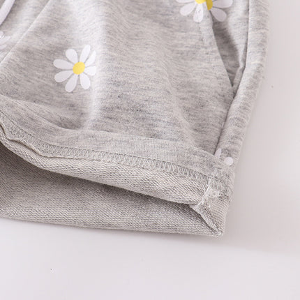 Girls' Light Gray Printing Little Daisy Shorts